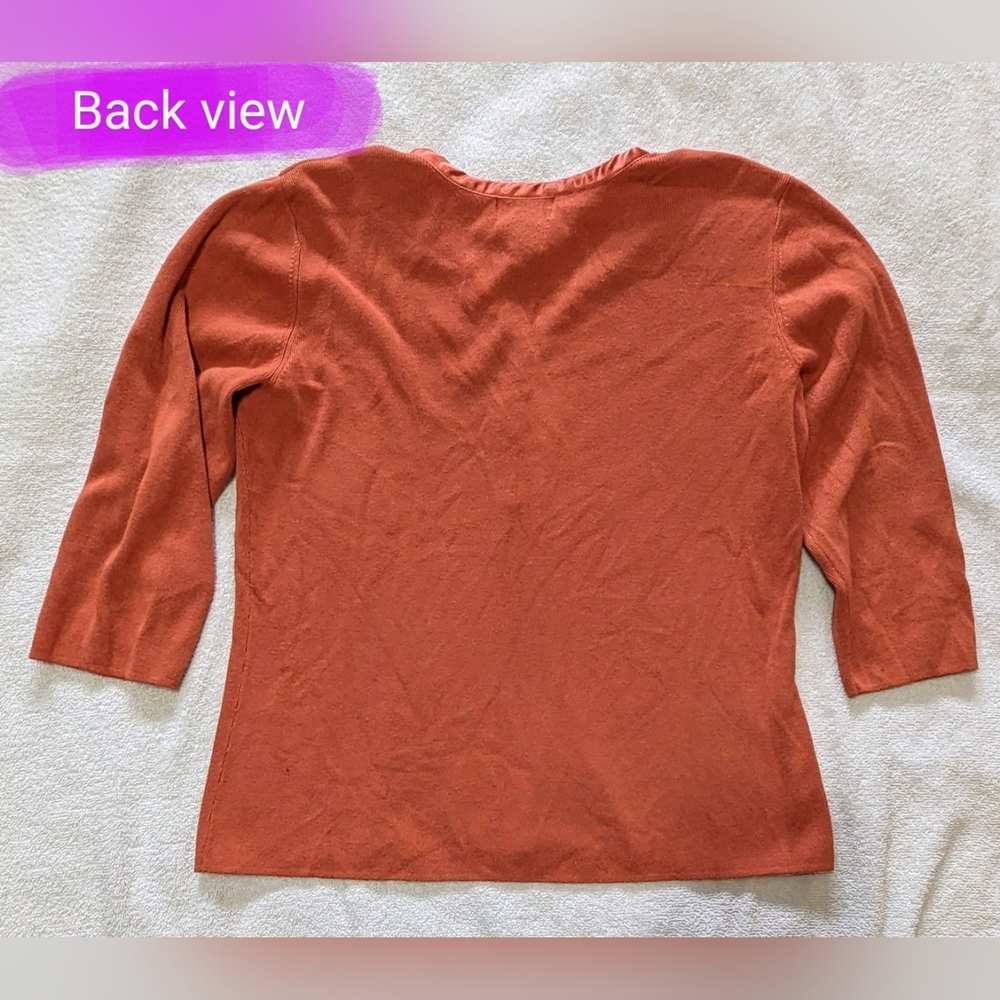 Laura size XL**, 3/4 length sleeve, v neck rust coloured pullover, GUC - Picture 7 of 9